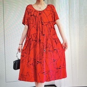 Summer Women's Dress Loose Casual Bohemian Dresses Mid-length Short Sleeve